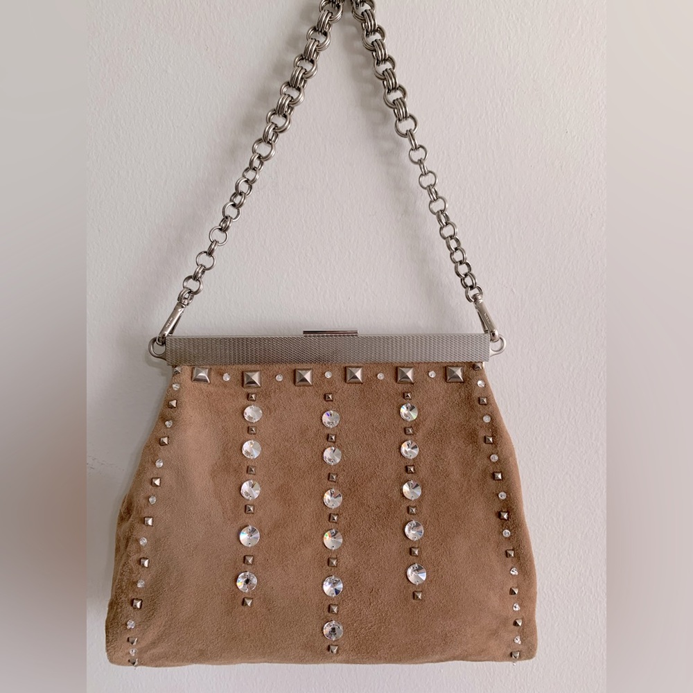 Prada Tan Suede Rhinestone Handbag